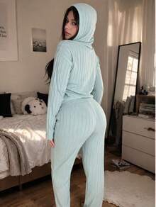 Women Sweater Co-Ords - Mint Blue - View 3