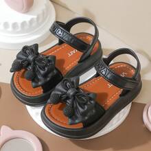 Lugualt Girls' Fashion Sunny Sandals, Korean Style, Hook & Loop, Lightweight, Non-Slip, Soft Sole, Princess Style For Daily Wear And Outings - Black - View 18
