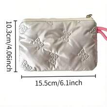 Silver Shiny Bowknot Small Pouch, Can Hold Coins, Earphones, Data Cable, Portable Small Bag - Multicolor - View 7