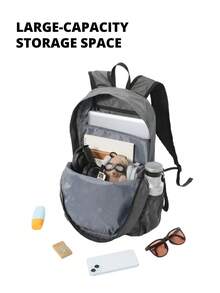 CAMEL CROWN Foldable Large Capacity Travel Backpack, Short Trip & Gym Storage Bag - Rock Ash - View 3