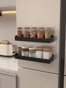 Magnetic Fridge Side Storage Rack, No Installation Refrigerator Organizer Basket, Multifunctional Kitchen Storage Holder, Space Saving Fridge Shelf For Spice Jars, Plastic Wrap, Seasoning Bottles, Kitchen Countertop Storage Organizer - Multicolor - View 12