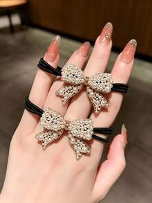 2pcs/1pc Ribbon Hair Scrunchies For Women, Elegant Style, Suitable For High Ponytail, Versatile Fashion Bun Hair Accessory, Hair Tie Hair Tie, Sweet Girly Design - Multicolor - View 2