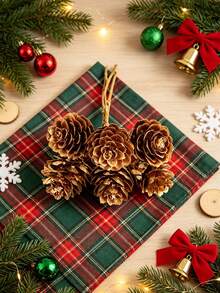1pc Artificial Natural Mini Pinecone, Sold In Bulk, Handmade For Christmas, Christmas Decoration, Home Office Or Room Decor, Wedding Decoration, Holiday Decor, Tabletop Decoration, Farmhouse-Style Christmas Centerpiece, Table Decor - Dark Brown - View 4