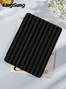 黑灰條紋平板保護殼，相容 iPad 9.7/10.2/10.5/10.9/12.9/Pro 11、第 10 代、Galaxy Tab S6 Lite 10.4 吋、Kindle Paperwhite 第 12 代 2024、Kindle (第 11 代) 2022、Clara Color，柔軟防摔，智慧支架/自動喚醒/睡眠 - 彩色 - 查看 3