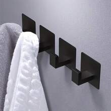 1pc Self-Adhesive Bathroom Towel Hook, Wall-Mounted Bathrobe Rack, No-Drilling Strong Sticky Space-Saving Storage, Easy Install, Modern Minimalist Decor For Home, Bathroom, RV, Dorm, Summer Coastal Style, Perfect Housewarming Gift - Multicolor - View 3
