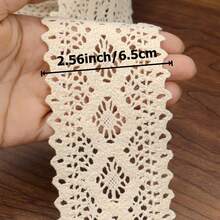 Vintage Lace Ribbon 6.5cm Wide 2M/5M/10M, Beige White Crochet Lace Trim For Sewing Crafts, Gift Wrapping, Wedding Decor - A - View 2