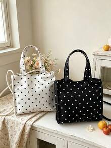A Stylish Polka Dot Tote Bag Is An Ideal Gift For Teenagers, Suitable For Outdoor Activities, Play, Or Commuting. - Multicolor - View 1