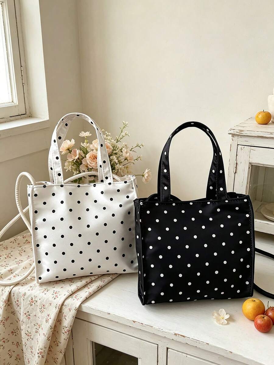 A Stylish Polka Dot Tote Bag Is An Ideal Gift For Teenagers, Suitable For Outdoor Activities, Play, Or Commuting. - Multicolor - View 1