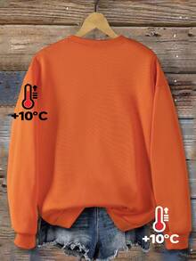 Es Trus Autumn And Winter Women's "Cartoon Tiger " Pattern Printed Street Korean Edition Comfortable Y2K Clothing Orange Round Neck Sweatshirt - Orange - View 2
