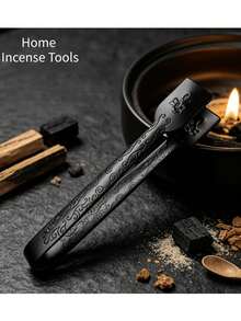 1pc Black Metal Charcoal Clip, Vintage Embossed Heat-Resistant Clip, Suitable For Incense, Incense Burner And Tea Ceremony Accessories - Multicolor - View 5