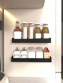 Magnetic Fridge Side Storage Rack, No Installation Refrigerator Organizer Basket, Multifunctional Kitchen Storage Holder, Space Saving Fridge Shelf For Spice Jars, Plastic Wrap, Seasoning Bottles, Kitchen Countertop Storage Organizer - Multicolor - View 3