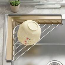 Kitchen Triangle Sink Drain Rack, Sink Organizer, Bowl And Dish Drain Basket, Home Filtration Storage Sink Mesh Drain Rack - A - View 3