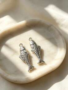 2pcs Vintage Gold-Plated Koi Fish Pendant, Double Ring Metal Fish Charm, Suitable For DIY Earrings, Bracelets, Necklaces Handmade Jewelry Accessories - Gold - View 7