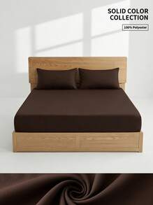 Veyra Day 1件超柔軟純色包床單，床上用品，夏季宿舍床單，床墊套，返校季，深口袋包床單，柔軟透氣，適用於所有床尺寸－單人、雙人、加大、特大，四季通用，房間裝飾 - 巧克力棕 - 查看 15