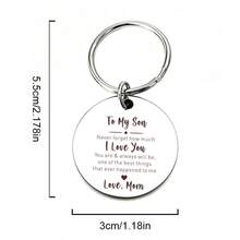 1pc Stainless Steel Keychain With Mother's Love Message For My Son, Commemorative Gift Pendant, Family Christmas Tree Ornament - A - View 6