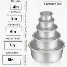 Round Aluminum Cake Mold, 4/5/6/7/8 Inch, Anodized Non-Stick With Fixed Bottom. Perfect For Making Cream Cakes, Wedding Cakes. - View 9
