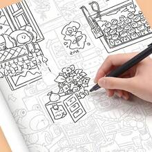 Doodle Tracing & Coloring Book, 29*21cm Large Format, Single-Sided Thick Paper, Anti-Bleed, Massive Collection Of Cute Doodle Patterns, Combines Line Tracing & Coloring Gameplay - Single Piece - View 2