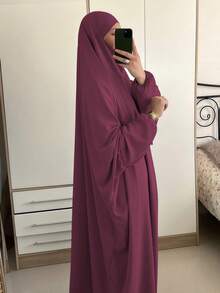 1pc Hijab Khimar Loose Long Robe Design High Privacy Premium Quality Muslim Women Prayer Headscarf Islamic Clothing - Multicolor - View 9