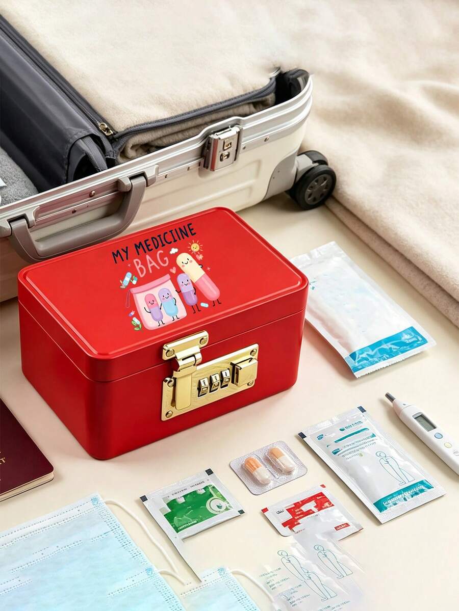 Portable Travel Pill Box Set, Printed With Pill Pattern, Portable First Aid Kit, Outdoor Travel Pill Box, Suitable For Storing Cold Medicine, Vitamins, Earrings, Fish Oil Capsules, Daily, Halloween, Christmas Gifts, Empty Box Only - Multicolor - View 1