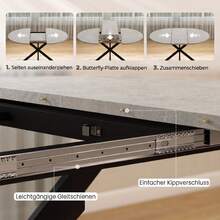 Extendable Dining Table For 4–6 People, Industrial-Style Kitchen Table With Hairpin Legs, Gray - Beige - View 6