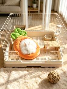 1pc Pet Mat Rabbit Bed Pad, Rabbit Winter Warm Bed Pad, Hamster Bed Guinea Pig Bed, Suitable For Hamsters, Rabbits, Guinea Pigs And Other Small Pets All Season Sleep Bed - Round - View 7