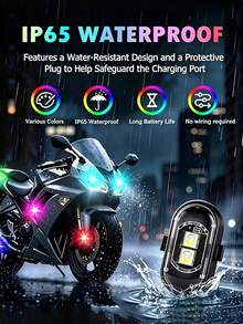 1/2/4/6pcs LED Flashing Light Strip With Remote Control, 8 Colors 10 Modes, USB Rechargeable, LED Emergency Warning Light/Motorcycle Light/LED Flashing Positioning Wireless Light, Suitable For Car/Bicycle/Drone/Truck/RC Airplane - Airplane Light - View 5