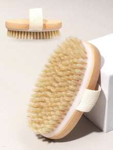 1pc Dry Body Brush, Exfoliating Body Scrub Brush, Natural Bristles, Suitable For Dry Skin, Promotes Blood Circulation, Prevents Ingrown Hair, Cleans Acne And Cellulite, Suitable For Home Bathing Use - Multicolor - View 3