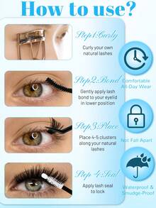 ADORANCE 2 Cat Eye Styles Lash Clusters With Bottom Lashes, Natural & Volume Cat Eye Individual Lashes, Fine Premapped Eyelash Clusters, Easy-To-Apply DIY Lash Extensions For Custom Eye Looks - D - View 8