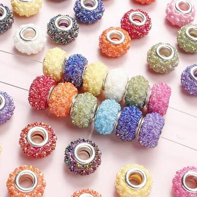 25Pcs 9x14mm Acrylic Rose Flower Beads With Large Hole, Eternal Flower Spacer Beads For Jewelry Making, DIY Bracelet Necklace Earring Craft Supplies