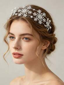 1pc New Snowflake Multi-Layer Headband, Suitable For Holidays, Daily Wear, Parties - Multicolor - View 2