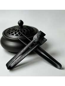 1pc Black Metal Charcoal Clip, Vintage Embossed Heat-Resistant Clip, Suitable For Incense, Incense Burner And Tea Ceremony Accessories - Multicolor - View 3