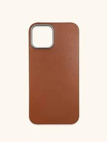 1pc 4-Color Optional Solid Color Lychee Texture Faux Leather Large Window Phone Case, Ins Premium Minimalist Business Solid Color Leather Texture, A Classic Black / B Beige White / C Premium Gray / D Caramel Brown, Faux Leather Matte Lens Raised Full Coverage Anti-Drop Soft Shell, Autumn/Winter Commute Versatile, Suitable For Personal Use And Gift; Compatible With IPhone Case & Galaxy Case, Compatible With IPhone 17 - Multicolor - View 48