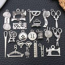 20/100pcs Antique Sewing Tool Alloy Charms Scissors Sewing Machine Ruler Button Pendants For DIY Bracelet Earring Necklace Jewelry Making Supplies - Multicolor - View 10