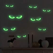8pcs Glow-In-The-Dark Halloween Window Sticker Set, Luminous Window Decals, Glowing Halloween Night Party Stickers, Removable Fluorescent Halloween Stair Wall Stickers, Reusable Window Decals, Suitable For Home Wall And Window Decoration, Halloween Eye Window Stickers, Halloween Party Decorations - Multicolor - View 4
