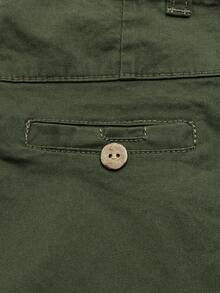 男童刺繡Logo咖啡色純棉休閒長褲，春秋款 - 軍綠色 - 查看 7