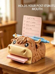 1pc Hippo-Campus Desk Organizer, Note Toad Desk Organizer Note Holder, All In One Storage For Pens, Pencils, Sticky Notes And Notepads, Cute Stationery Holder With Reusable Stencils, Durable Office Accessory, Fun Gift Idea - Multicolor - View 1