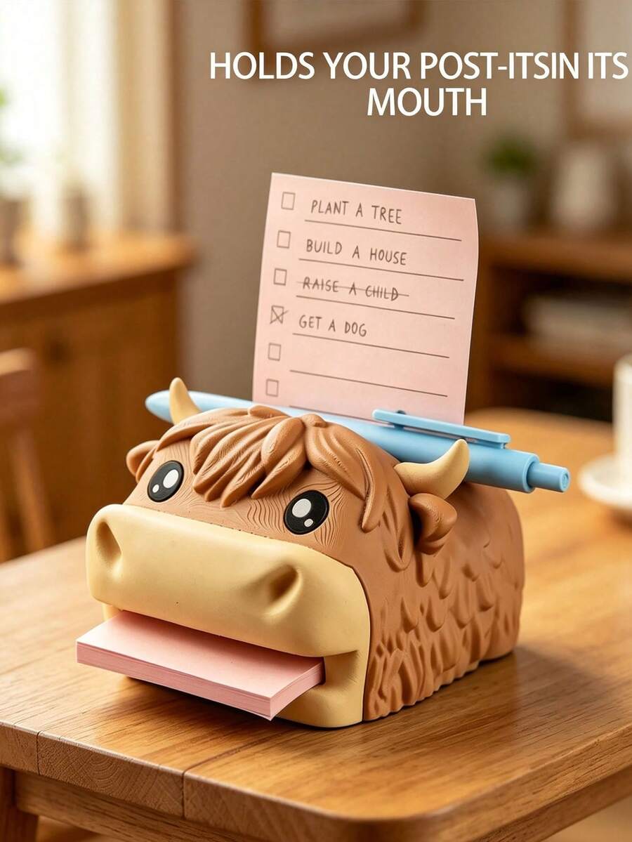 1pc Hippo-Campus Desk Organizer, Note Toad Desk Organizer Note Holder, All In One Storage For Pens, Pencils, Sticky Notes And Notepads, Cute Stationery Holder With Reusable Stencils, Durable Office Accessory, Fun Gift Idea - Multicolor - View 1