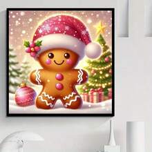 1PC DIY 5D Diamond Painting Kit Christmas Gingerbread Man Pattern - Round Full Diamond Art Mosaic Craft, Home Wall Decor, Unframed - No Frame - View 3