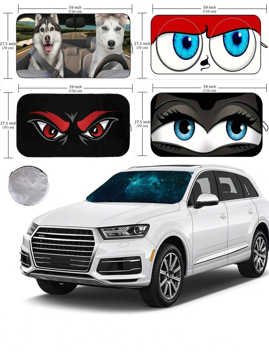 Car Front Windshield Sun Shade, Foldable Sunscreen Window, UV Protection, Cooling, Summer Cool, Pink Car Accessory, Cool Seats, Easy To Fold