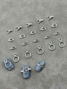 1 Pack Of 20, Metal Nail Accessories, Braided Nail Decoration, Curved Design On The Back Perfectly Fits Nails, Suitable For Nail Production And Free Matching Of Nail Decoration - Silver - View 3