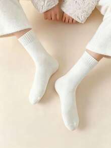 5 Pasang Kaos Kaki Maillard Warna Polos Acak Setinggi Betis untuk Wanita, Kaos Kaki Hangat Tebal Berlapisan Bulu untuk Musim Gugur/Dingin, Kaos Kaki Panjang Longgar Gaya Serbaguna Sederhana untuk Semua Acara - MultiWarna - View 7