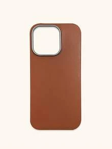 1pc 4-Color Optional Solid Color Lychee Texture Faux Leather Large Window Phone Case, Ins Premium Minimalist Business Solid Color Leather Texture, A Classic Black / B Beige White / C Premium Gray / D Caramel Brown, Faux Leather Matte Lens Raised Full Coverage Anti-Drop Soft Shell, Autumn/Winter Commute Versatile, Suitable For Personal Use And Gift; Compatible With IPhone Case & Galaxy Case, Compatible With IPhone 17 - Multicolor - View 138