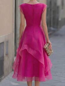 Women Midi Dresses - Hot Pink - View 5