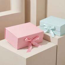 Magnetic Folding Gift Box With Ribbon, Luxury Flip-Top Gift Box, Suitable For Cosmetics, Jewelry, Wedding, Birthday, Holiday Gift Packaging - Multi-color - View 9