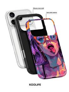 Koolife Girls Theme Phone Case, Smooth Hard Shell Design, TPU And Printed Material, Scratch-Resistant Durable Shockproof, Compatible With IPhone 11, 12, 13, 14, 15, 16, 17/18 Series (Including Pro And Pro Max Versions) - Purple - View 2