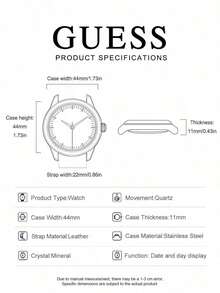 GUESS Men's Business Blue Dial Quartz Watch With Roman Numeral Day Date Display, Crocodile Embossed Black Leather Strap, Minimalist Commuter Wristwatch, Gift - Black - View 7