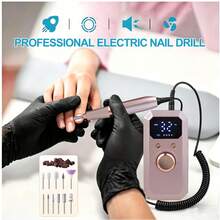 Portable Rechargeable Electric Nail Drill Machine, LED Display Nail Polisher Set With Multiple Grinding Heads, Forward & Reverse Rotation, Manicure Pedicure Nail Art Tools For Home & Salon Use - A - View 2