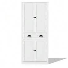 182 Cm Storage Cabinet, 4 Doors And 1 Drawer, 2 Doors With Shelves, 6 Storage Compartments And 4 Adjustable Shelves, Suitable For Kitchen, Dining Room And Living Room, White - White - View 9