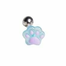 Multi-Color Cute Cat Paw Stainless Steel Tongue Stud Resin Piercing Jewelry Unisex - Multicolor - View 18