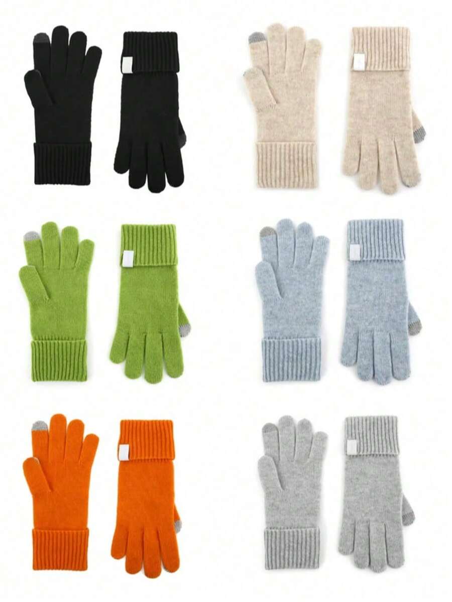 1pair Touch Screen Black Gloves - Multicolor - View 1